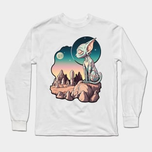 Sphynx Cat - Extraterrestrial Lovecraft Landscape Long Sleeve T-Shirt